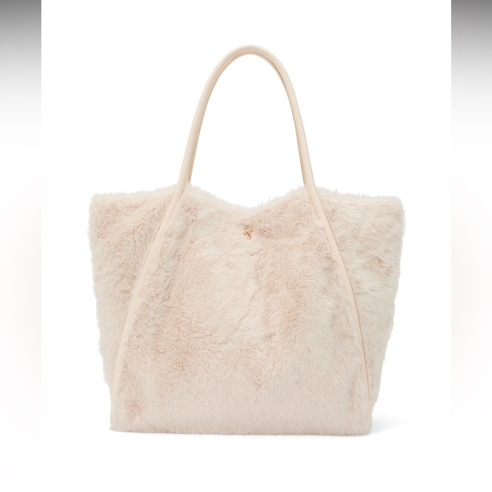 (Inventory 25) Victoria’s Secret Faux-Fur Elegant Cream Tote Bag - Picture 1 of 4